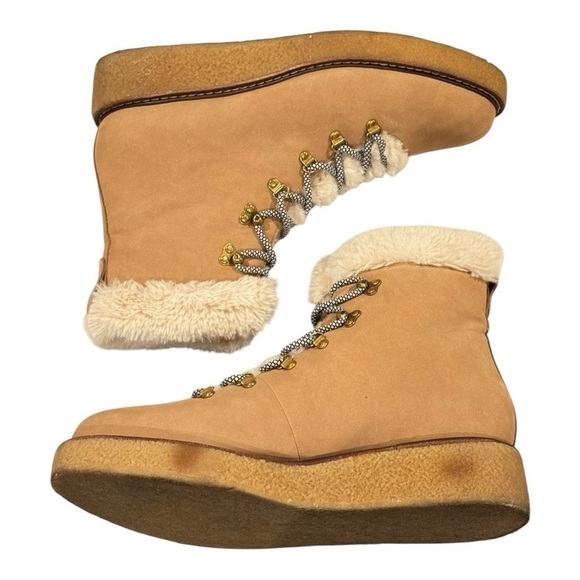 J. CREW Nubuck Nordic Crepe Sole Wedged Lace Up Winter Bootie Size 12 - Picture 7 of 11